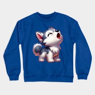 Cute Howling Husky Puppy Crewneck Sweatshirt